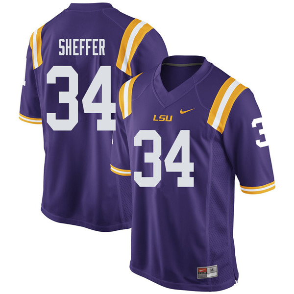 Men #34 Zach Sheffer LSU Tigers College Football Jerseys Sale-Purple